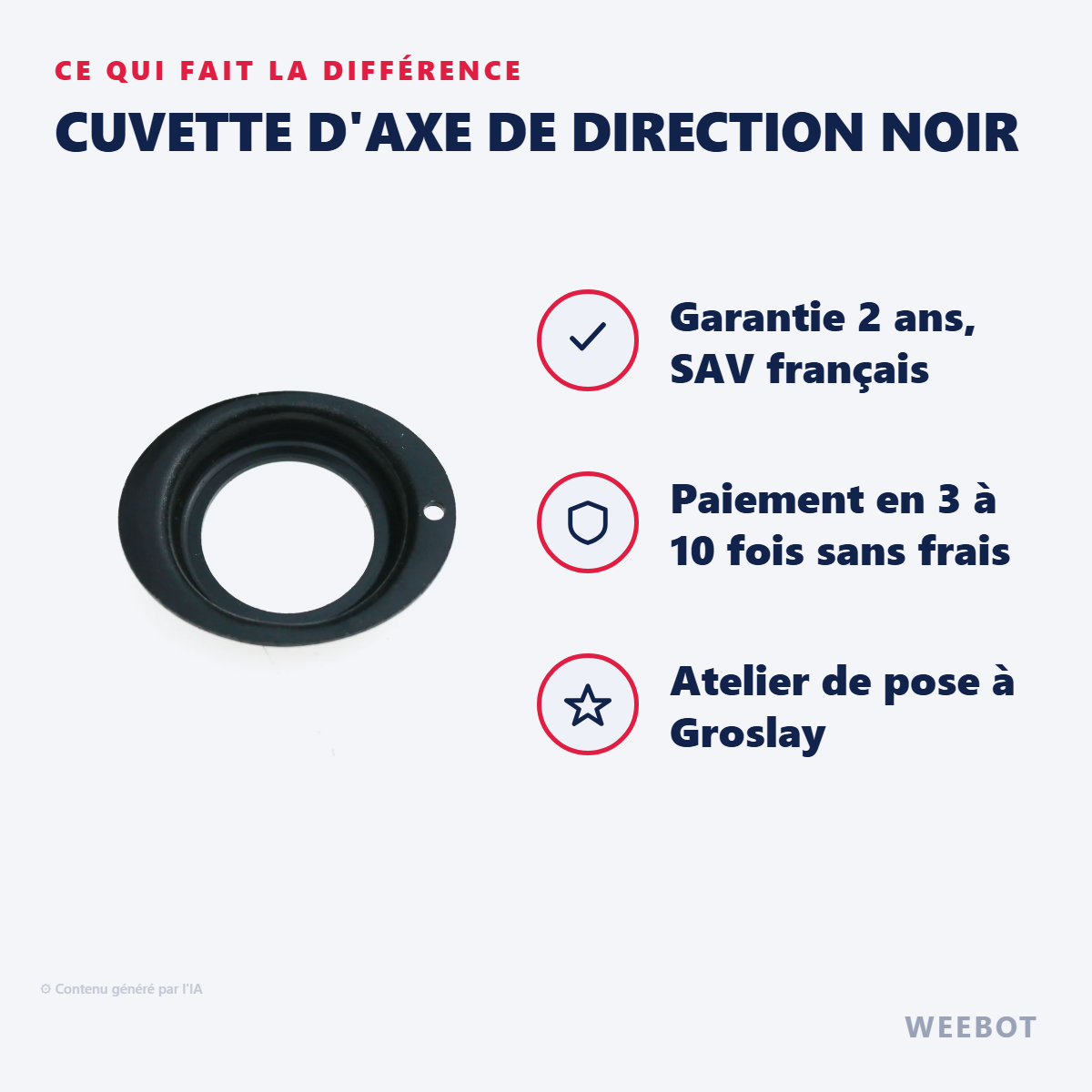 Cuvette d'Axe de Direction Noir : les points forts