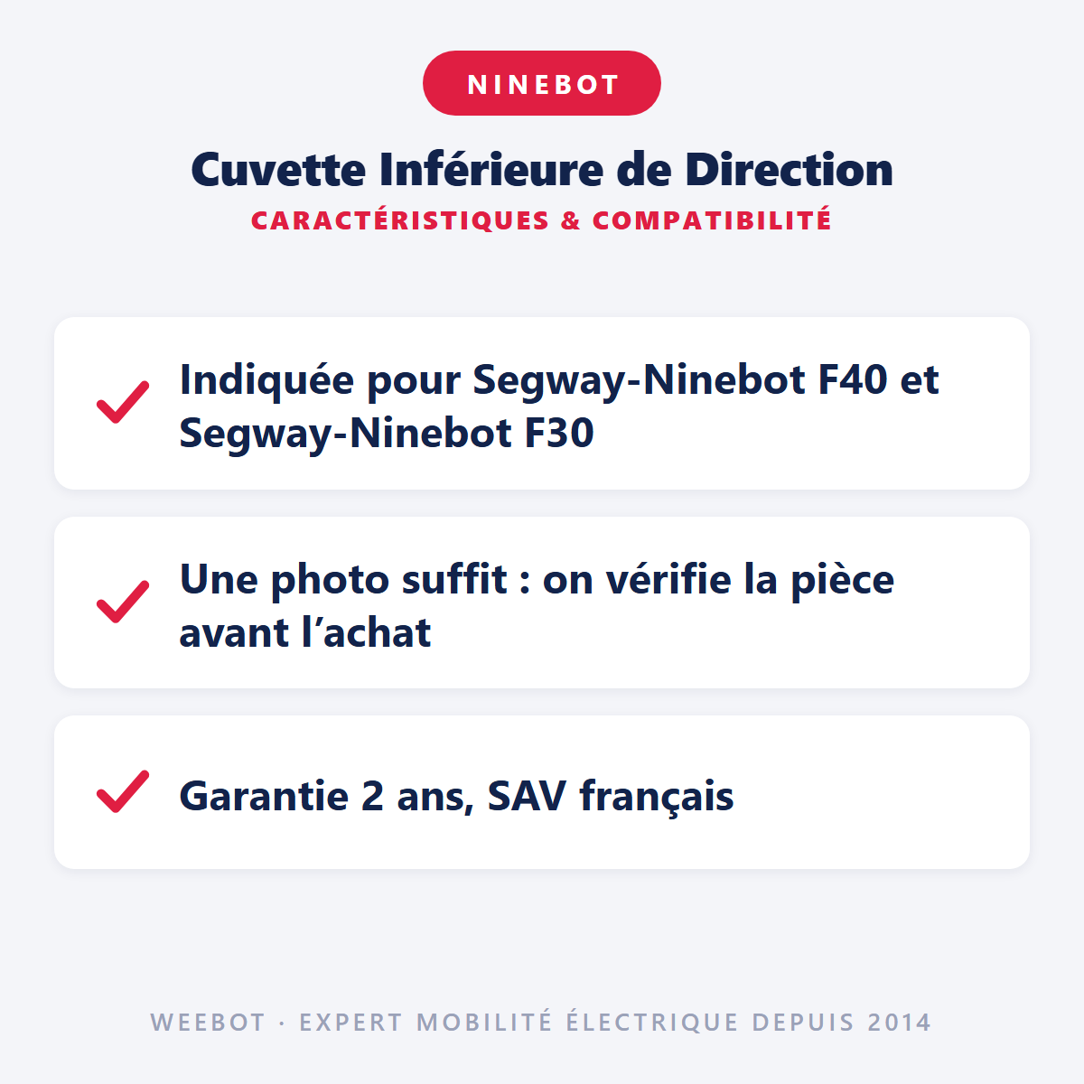 Cuvette Inférieure de Direction : caractéristiques et compatibilité