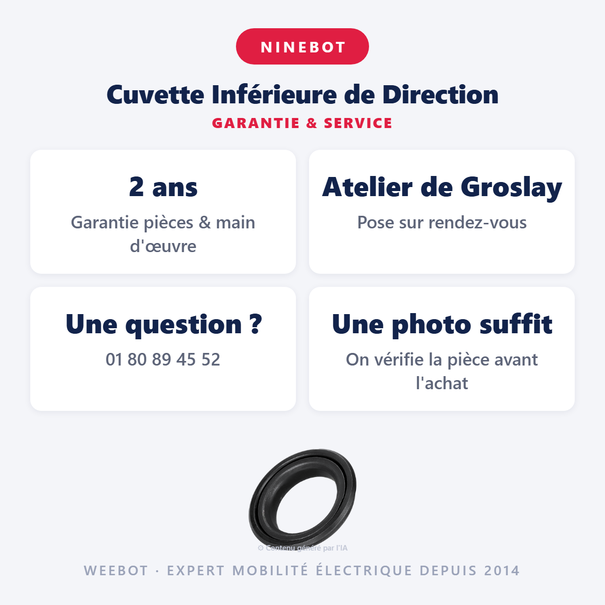 Cuvette Inférieure de Direction : garantie 2 ans et service après-vente