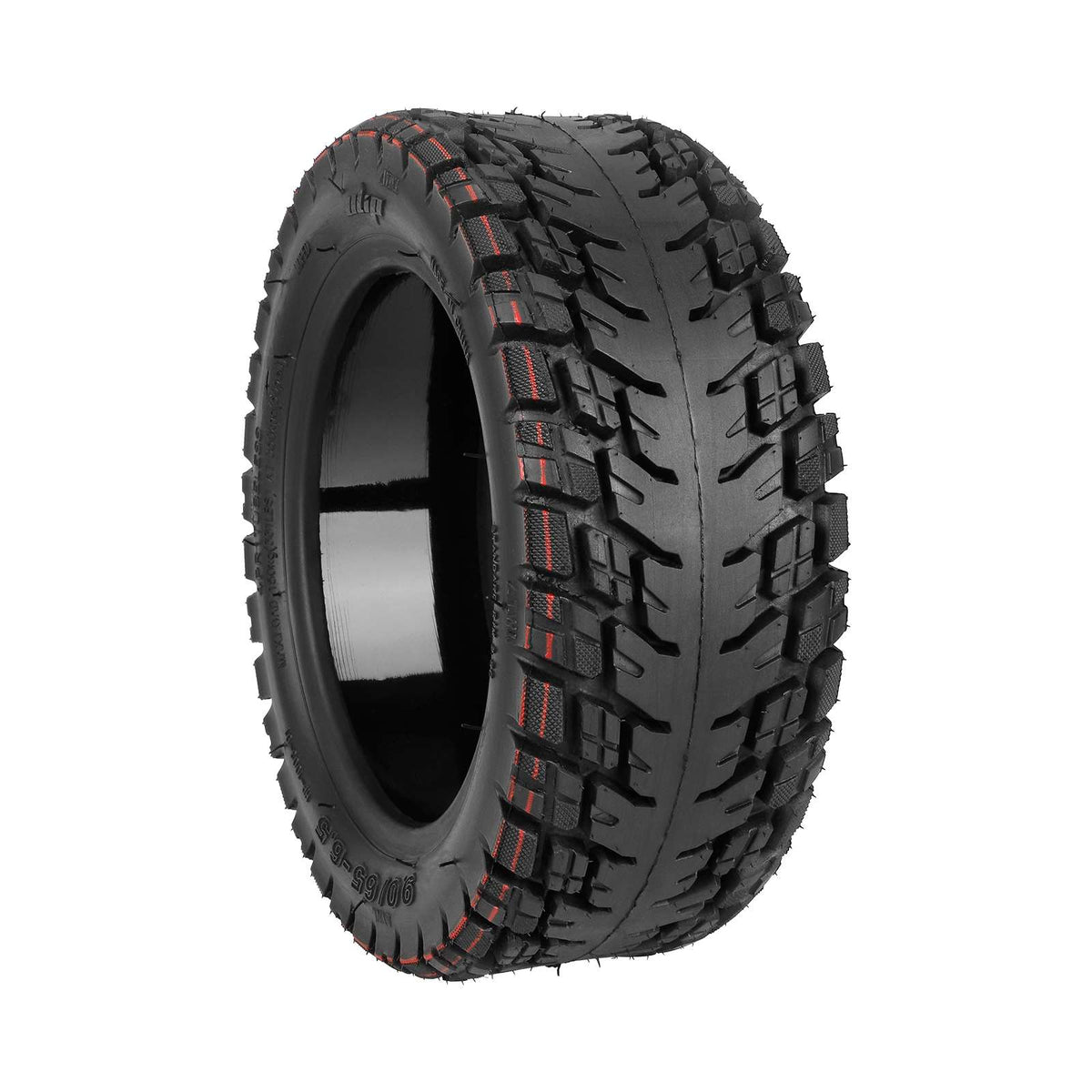 Pneu tubeless tout-terrain 11 pouces noir vu de trois quarts