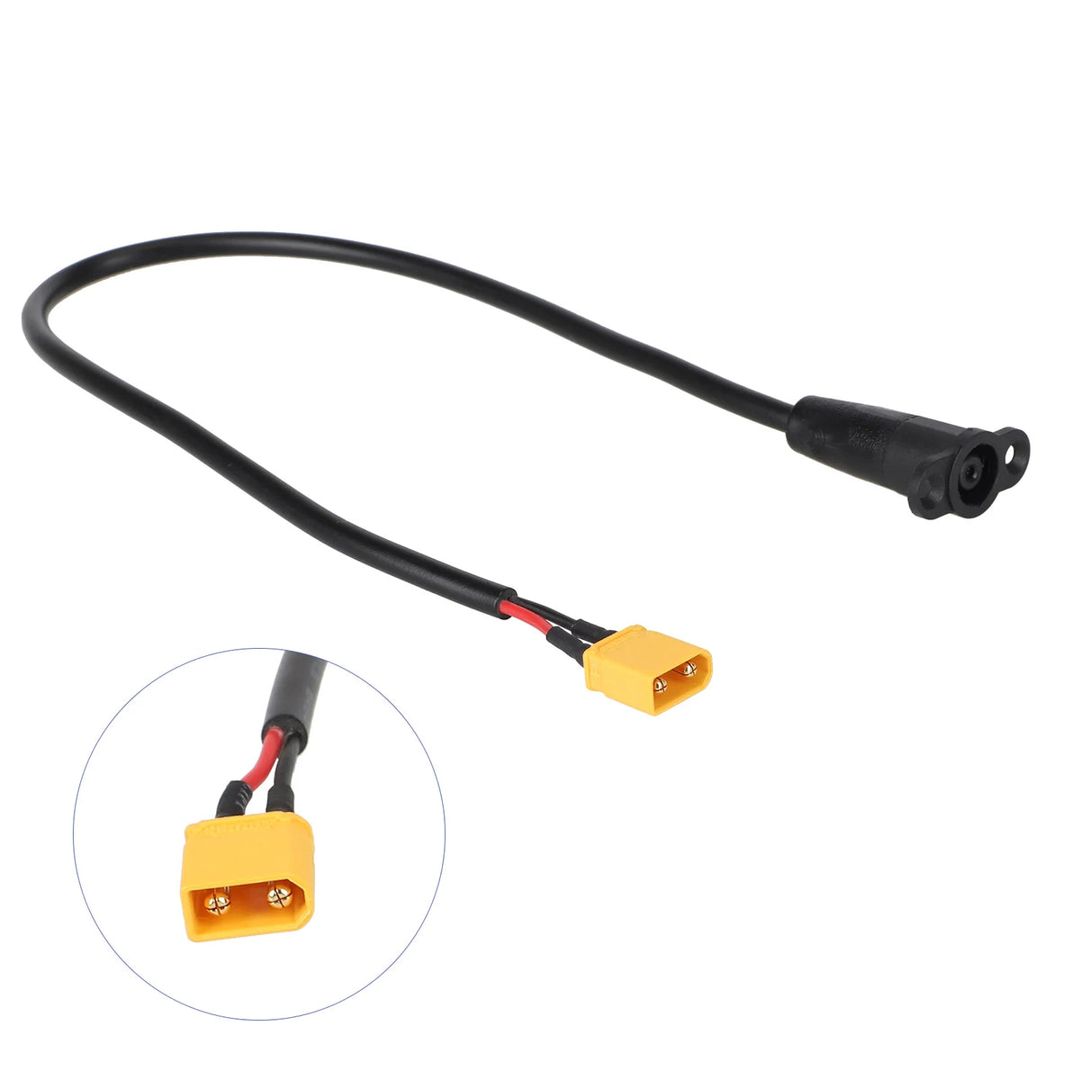 Port de charge avec câble et connecteur jaune XT60 pour trottinette électrique