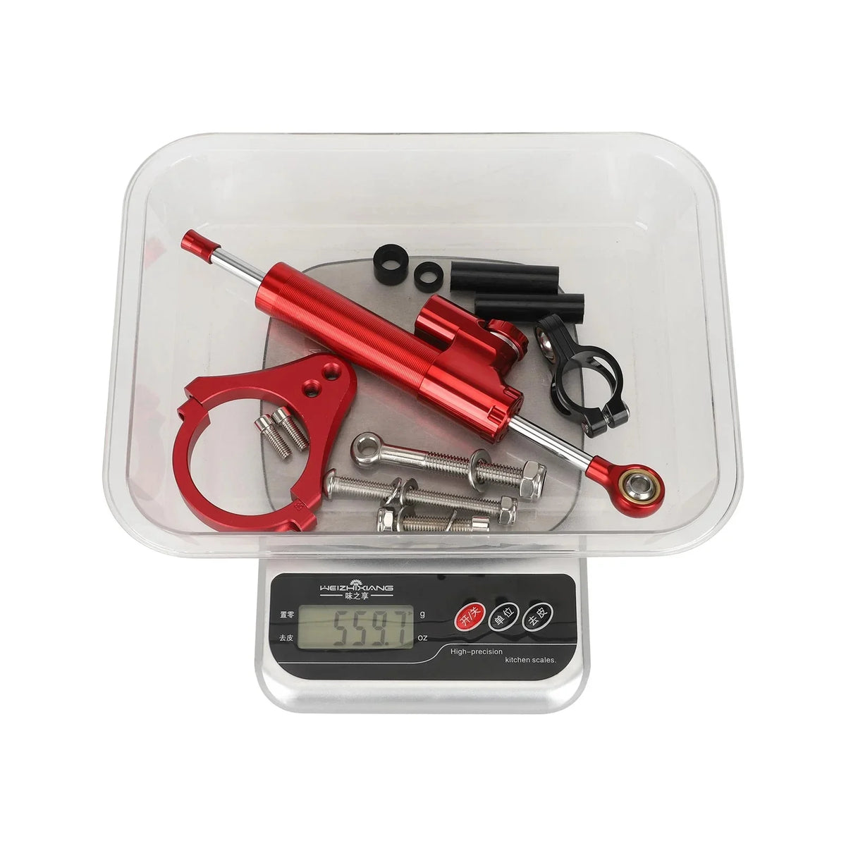 Amortisseur de Direction avec Kit de Fixation Rouge et Noir, vue 5