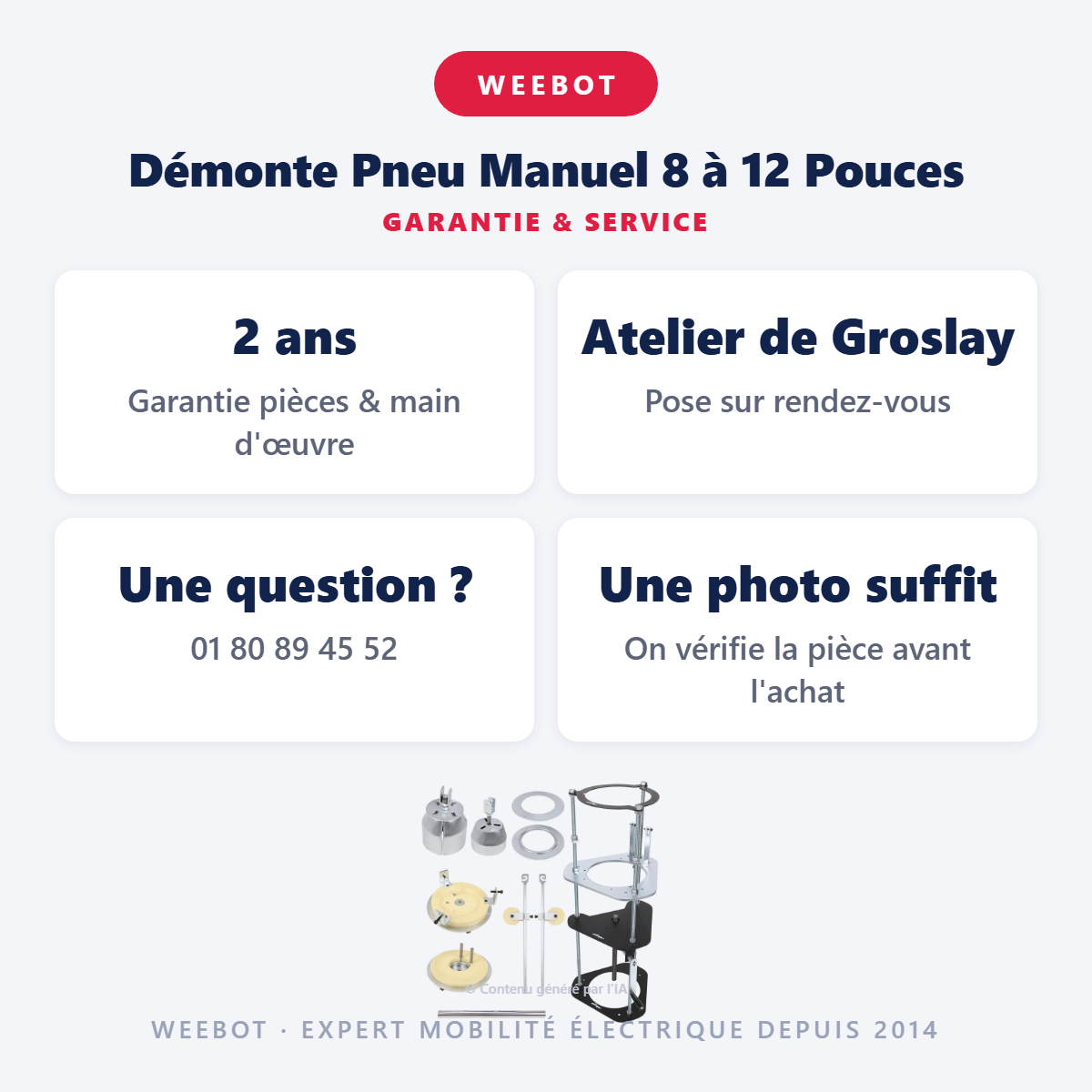 Démonte Pneu Manuel 8 à 12 Pouces : garantie 2 ans et service après-vente