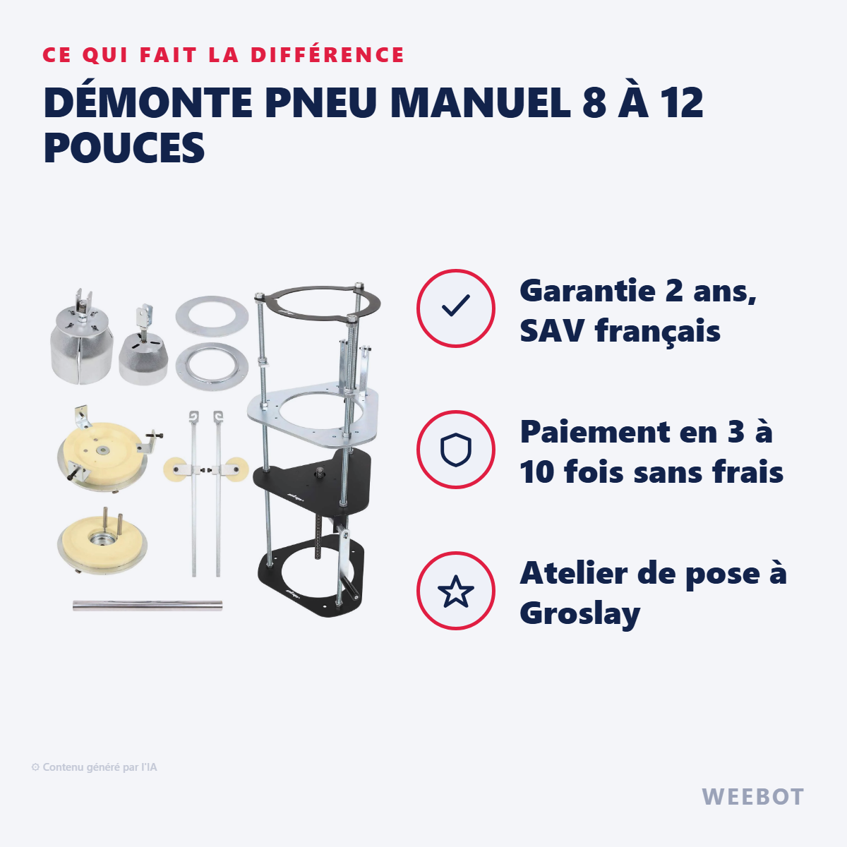 Démonte Pneu Manuel 8 à 12 Pouces : les points forts