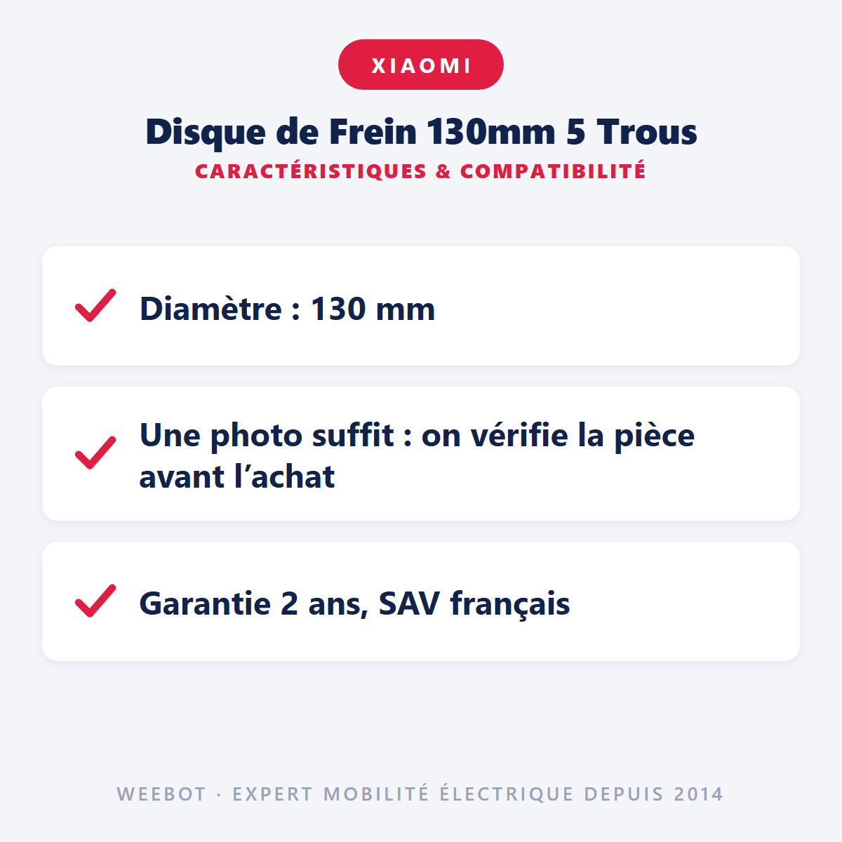 Disque de Frein 130mm 5 Trous pour Trottinette Électrique Xiaomi Mi4 Pro 1st Generation - Weebot