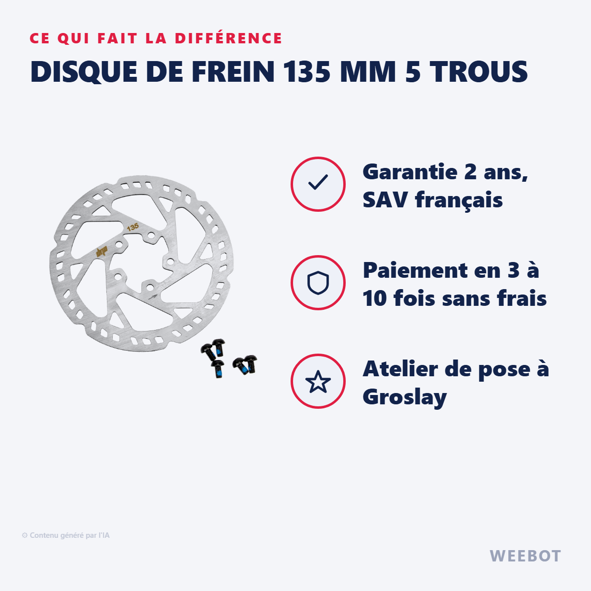 Disque de Frein 135 mm 5 Trous : les points forts