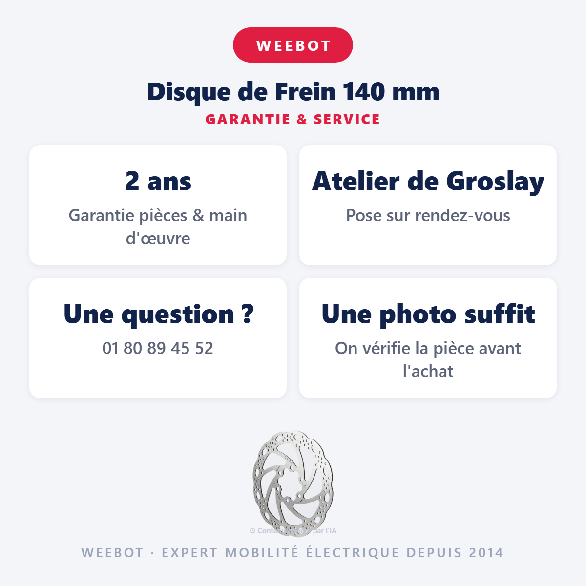 Disque de Frein 140 mm : garantie 2 ans et service après-vente