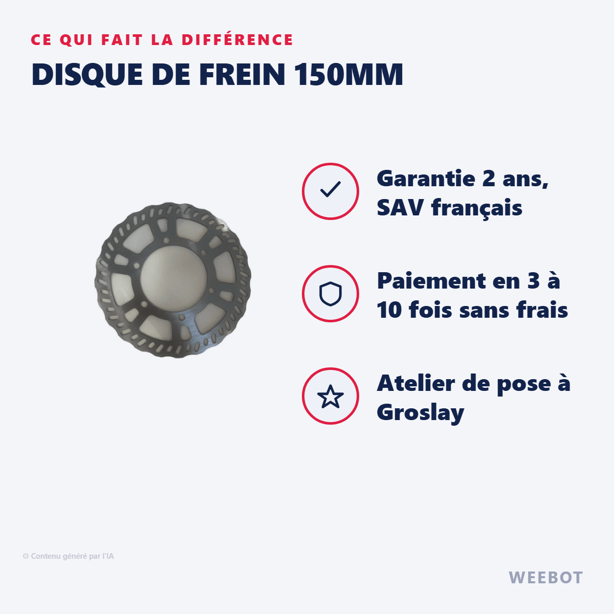 Disque de Frein 150mm pour Trottinette Électrique Dualtron Storm - Weebot