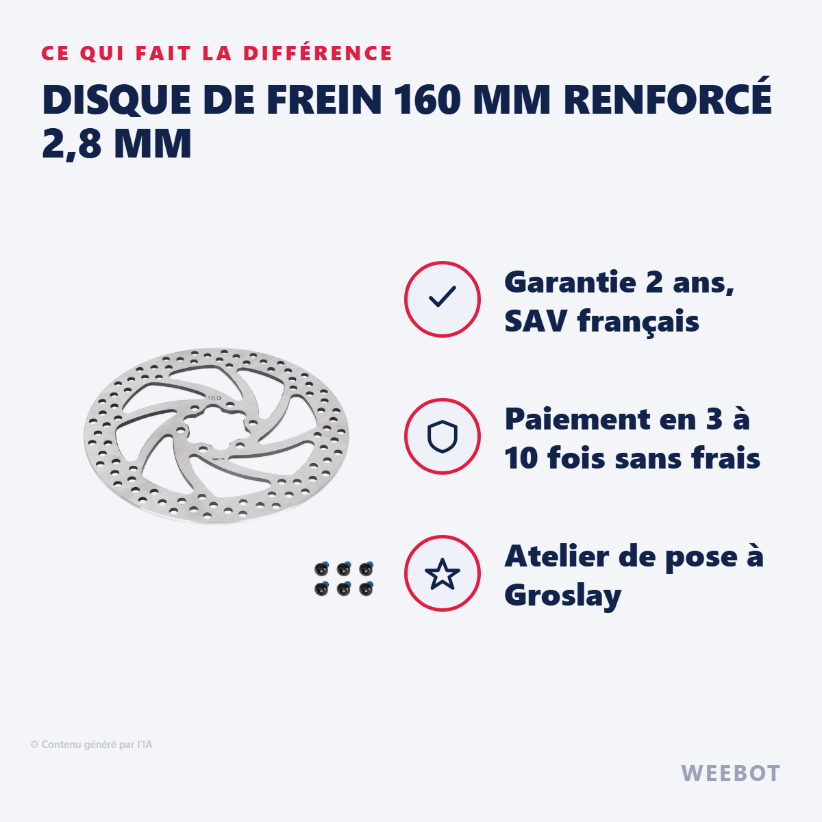 Disque de Frein 160 mm Renforcé 2,8 mm : les points forts