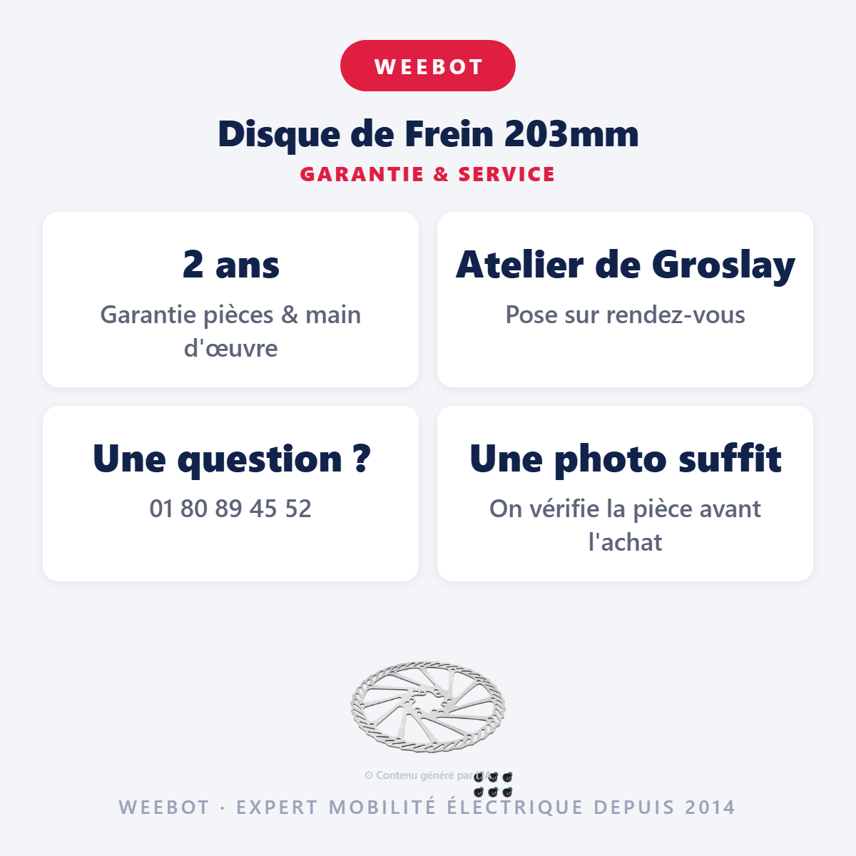 Disque de Frein 203mm : garantie 2 ans et service après-vente