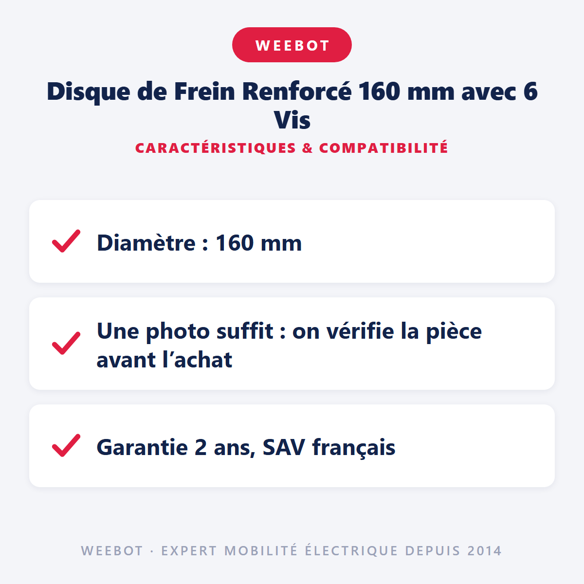 Disque de Frein Renforcé 160 mm avec 6 Vis : caractéristiques et compatibilité