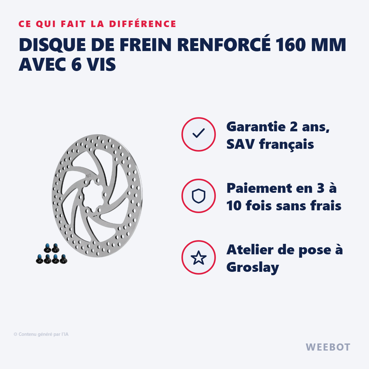 Disque de Frein Renforcé 160 mm avec 6 Vis : les points forts