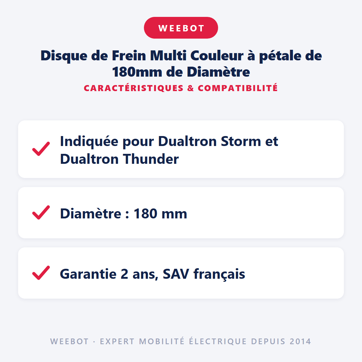 Disque de Frein Multi Couleur à pétale de 180mm de Diamètre pour Trottinette Électrique (Dualtron Thunder, Dualtron Ultra 2, Dualtron Storm, Zero 11X...) - Weebot
