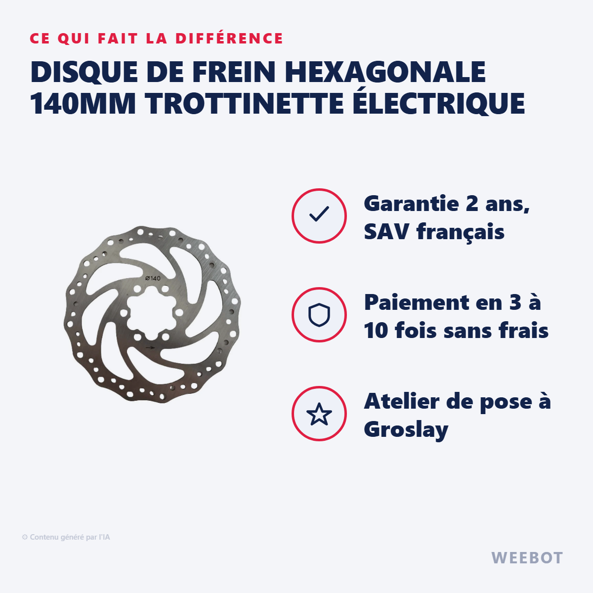 Disque de Frein Hexagonale 140mm Trottinette Électrique : les points forts