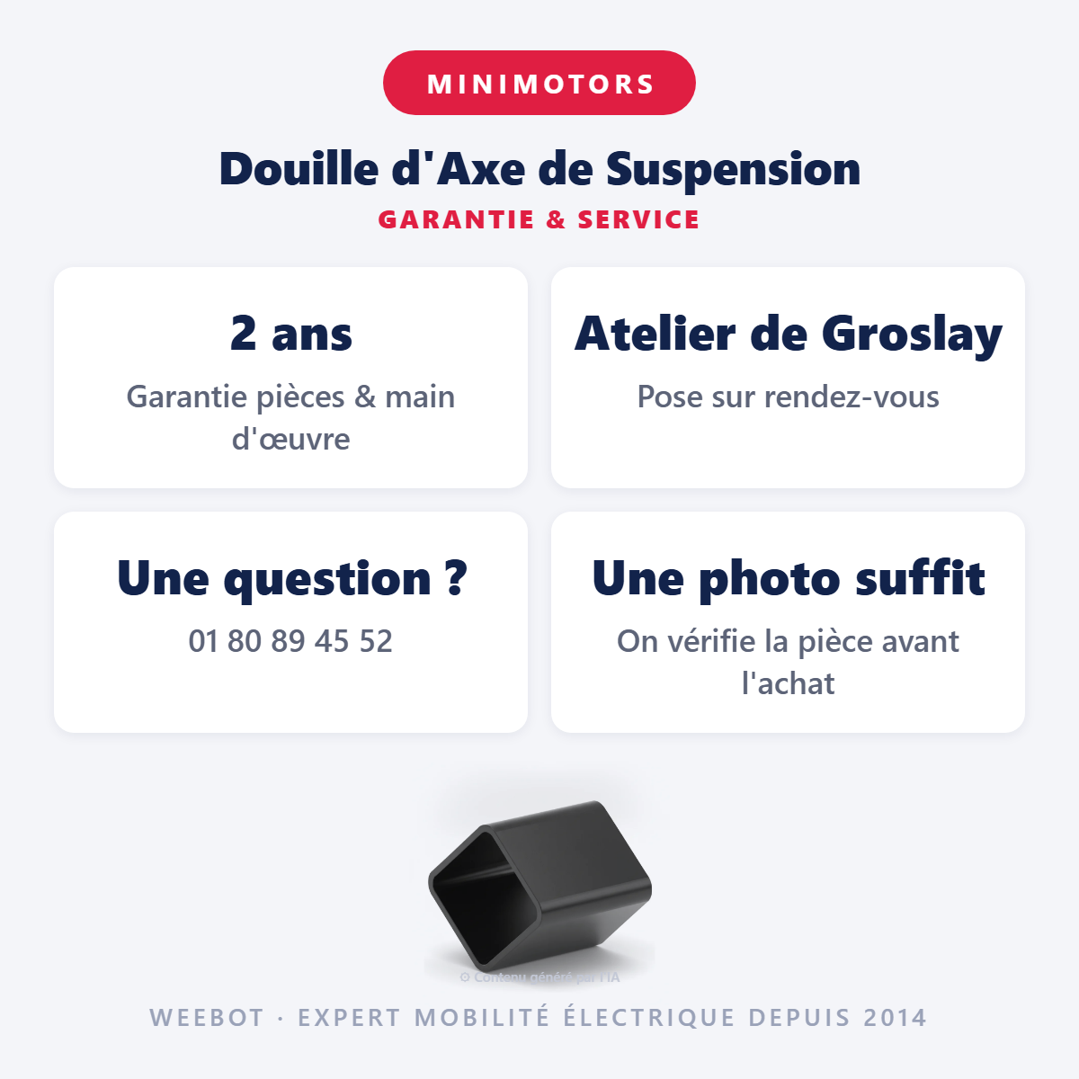 Douille d'Axe de Suspension : garantie 2 ans et service après-vente