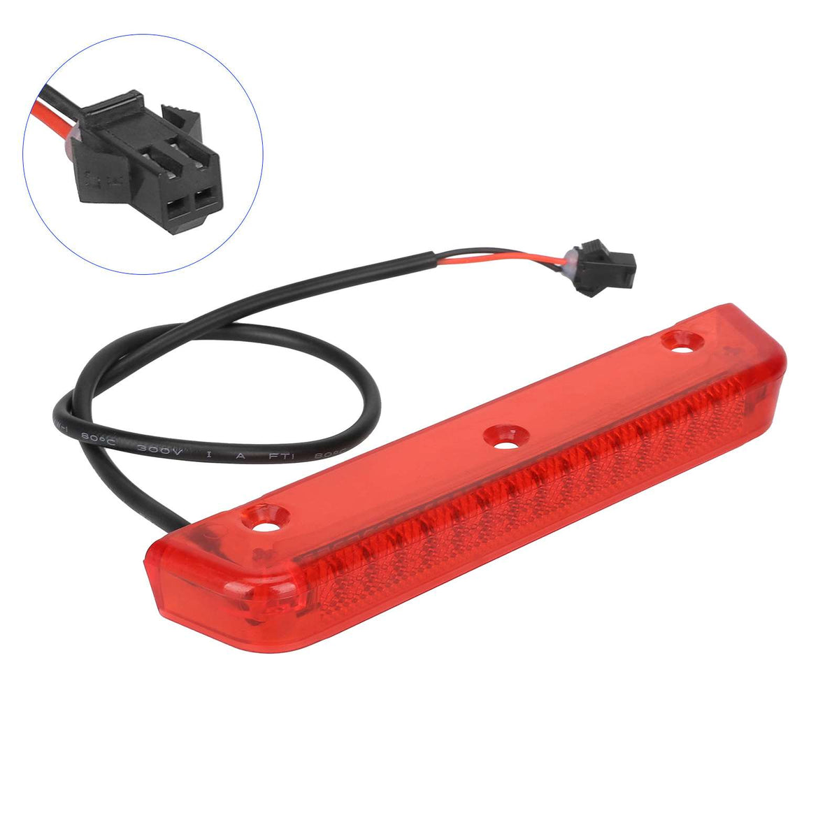 Feu arrière d'origine rouge pour trottinette électrique avec son câble et son connecteur