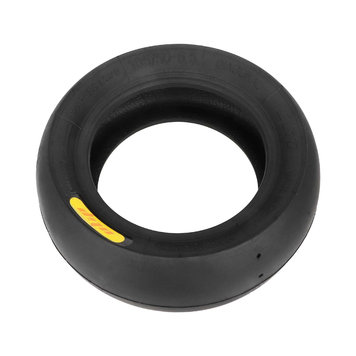 Pneu tubeless slick 11 pouces noir vu de trois quarts