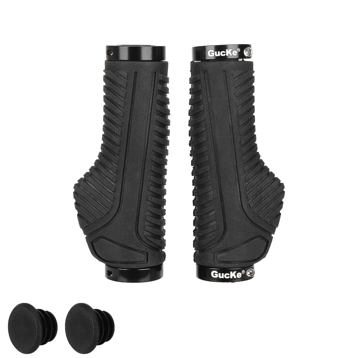 Paire de poignées ergonomiques lock-on noires pour guidon de trottinette électrique avec embouts