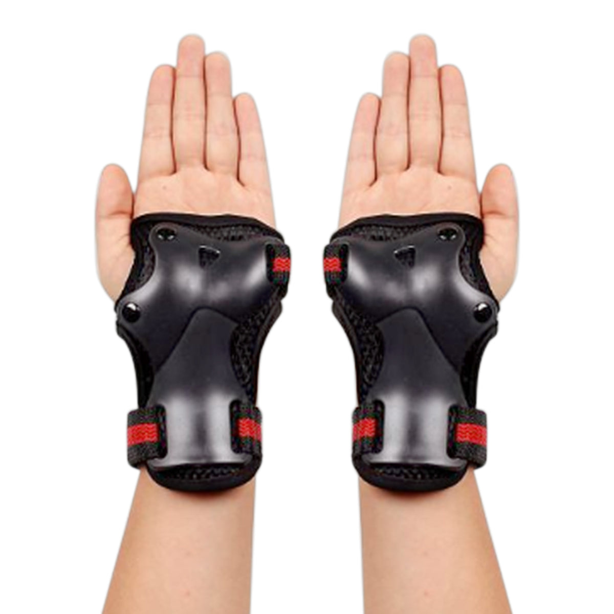 Kit de Protections Genouillères Coudières Protège-Poignets Taille M Noir et Rouge, vue 4