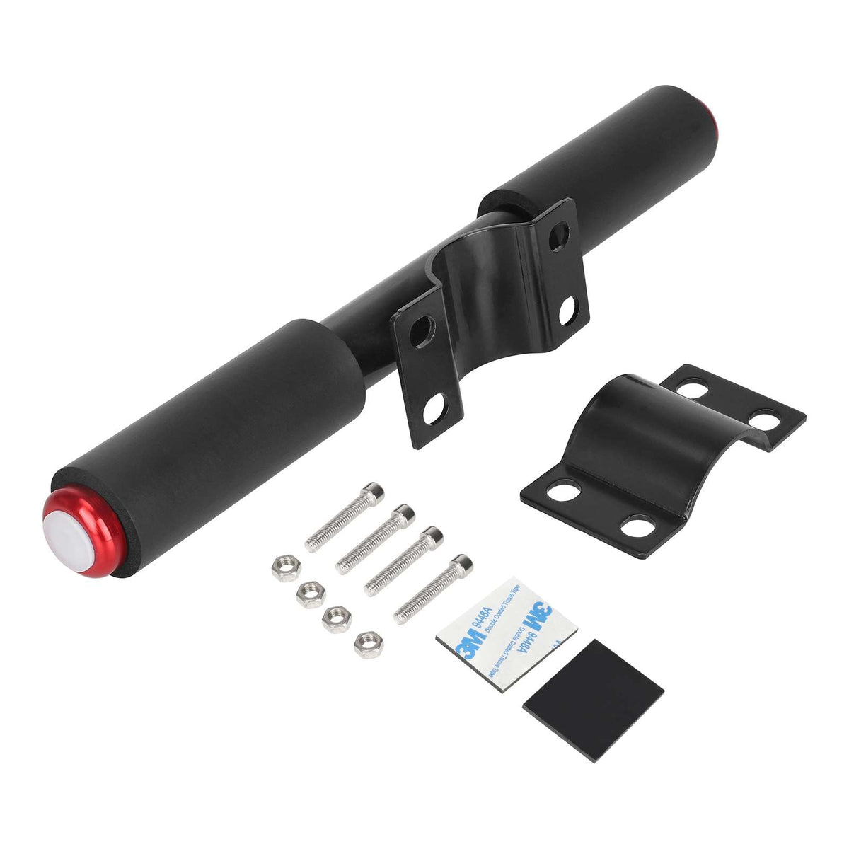 Guidon enfant noir pour trottinette électrique avec embouts lumineux LED et visserie de fixation