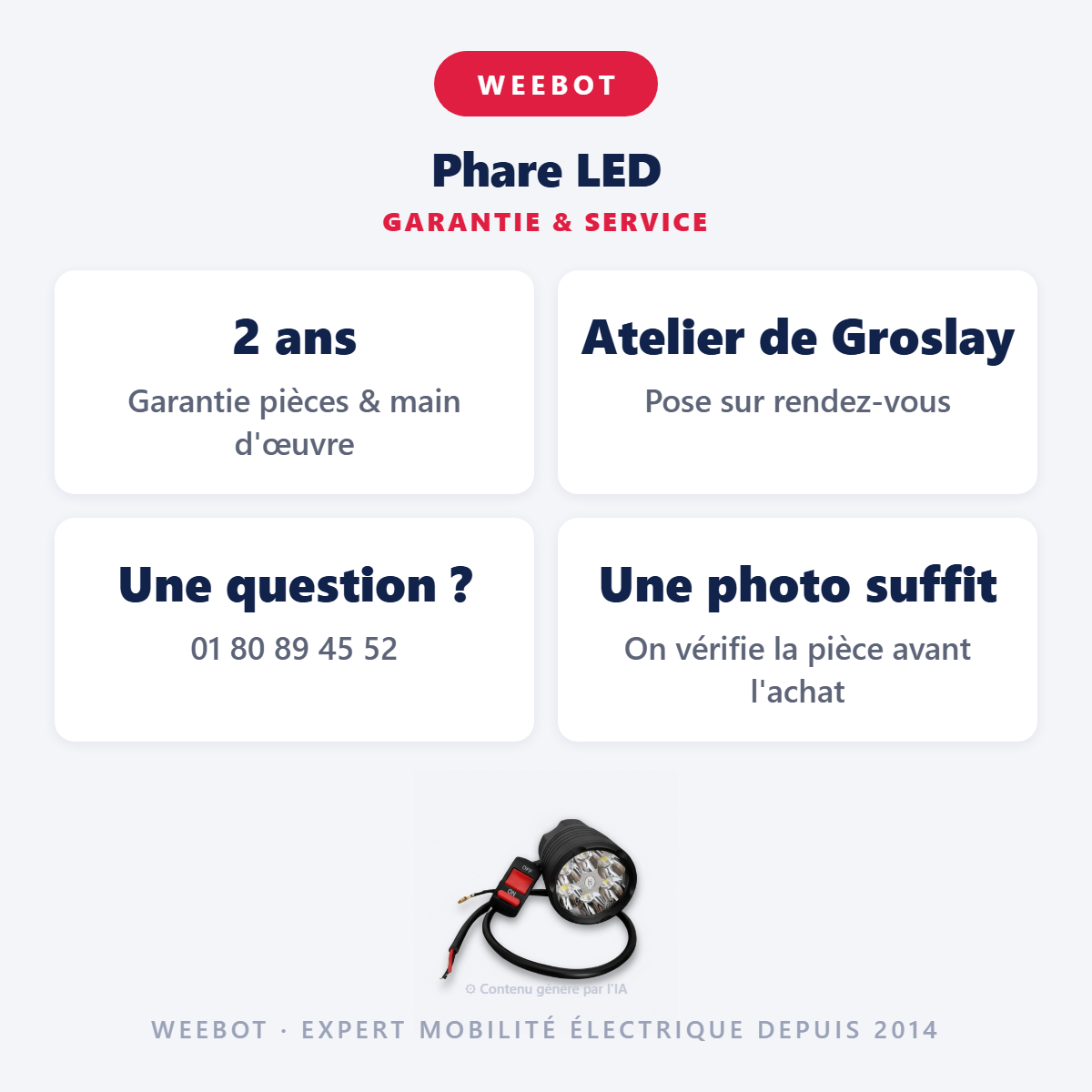 Phare LED : garantie 2 ans et service après-vente