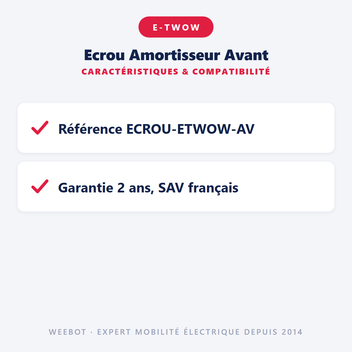 Ecrou Amortisseur Avant pour Trottinette Electrique Etwow - Weebot