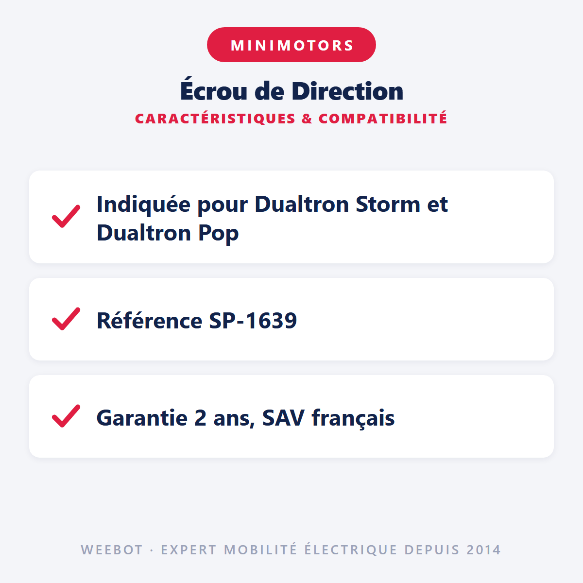 Écrou de Direction pour Trottinette Électrique Minimotors Doubletron Storm et Pop - Weebot