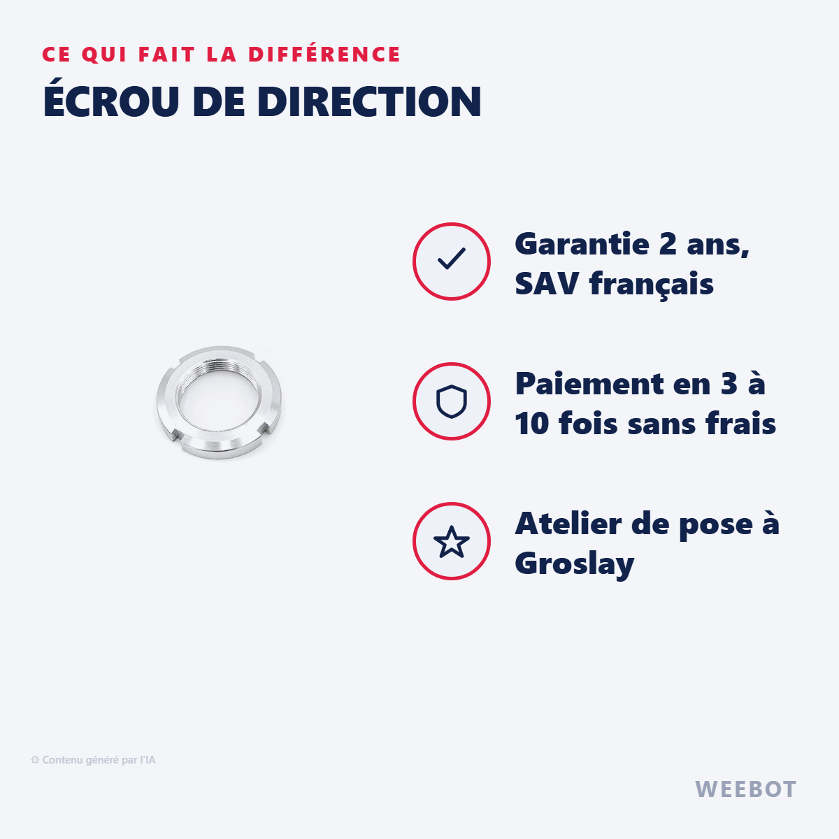 Écrou de Direction pour Trottinette Électrique Minimotors Doubletron Storm et Pop - Weebot