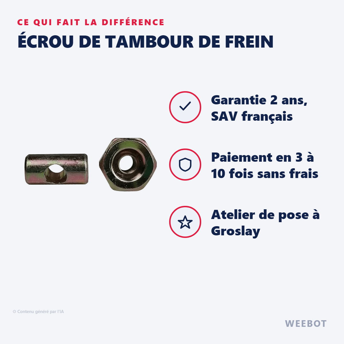 Écrou de Tambour de Frein pour Trottinette Électrique Dualtron Mini - Weebot