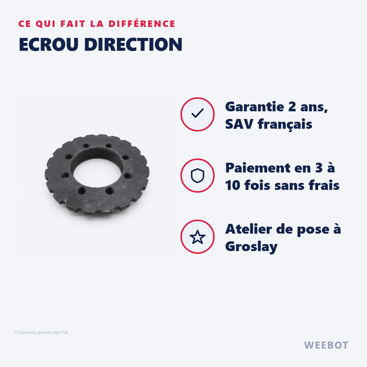 Ecrou direction : les points forts