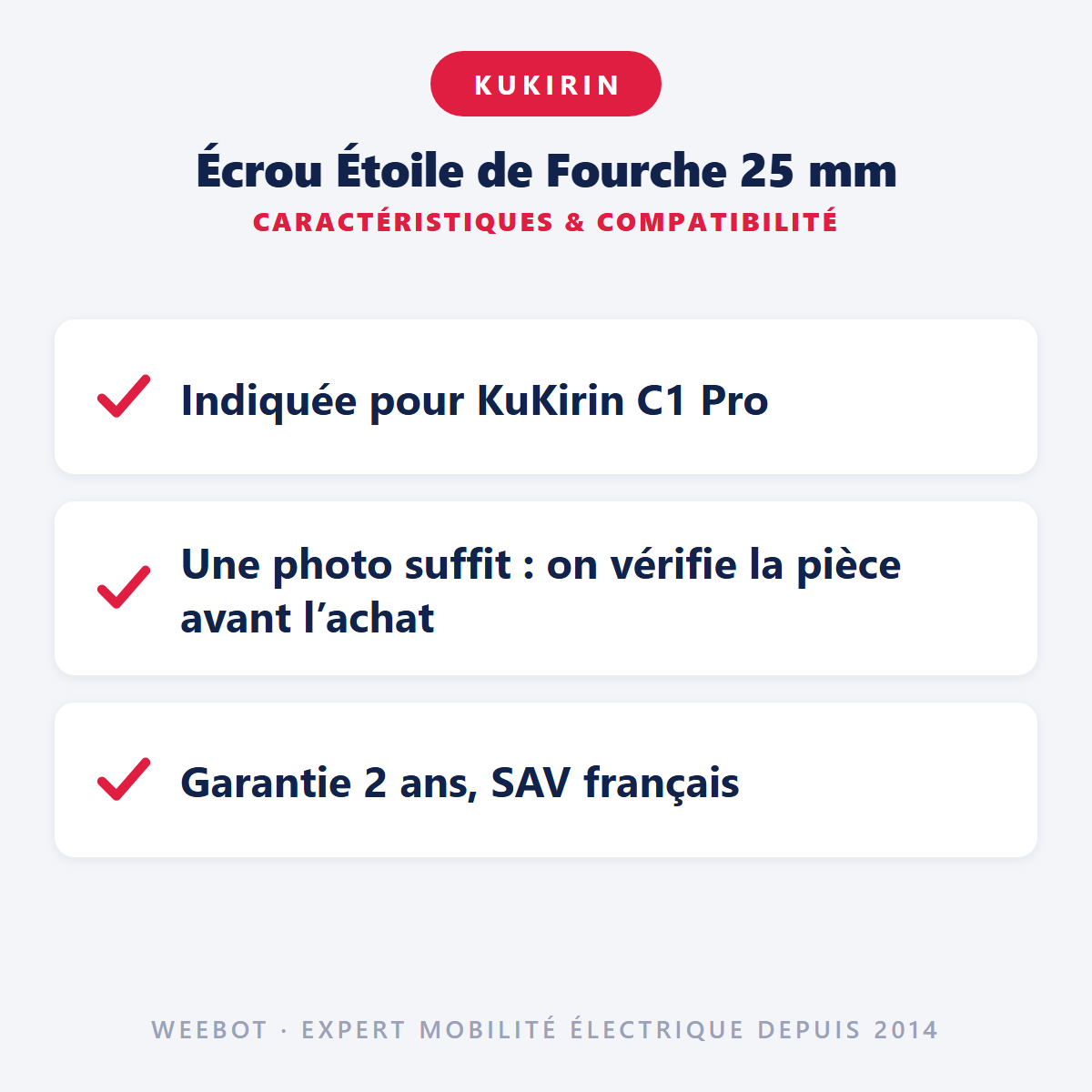 Écrou Étoile de Fourche 25 mm : caractéristiques et compatibilité