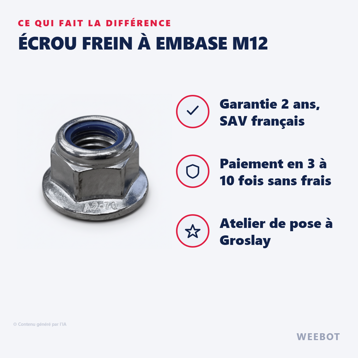 Écrou Frein à Embase M12 : les points forts