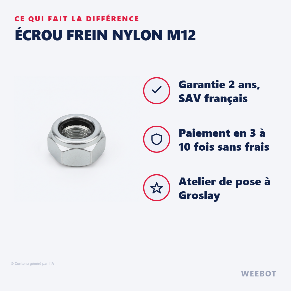 Écrou Frein Nylon M12 : les points forts