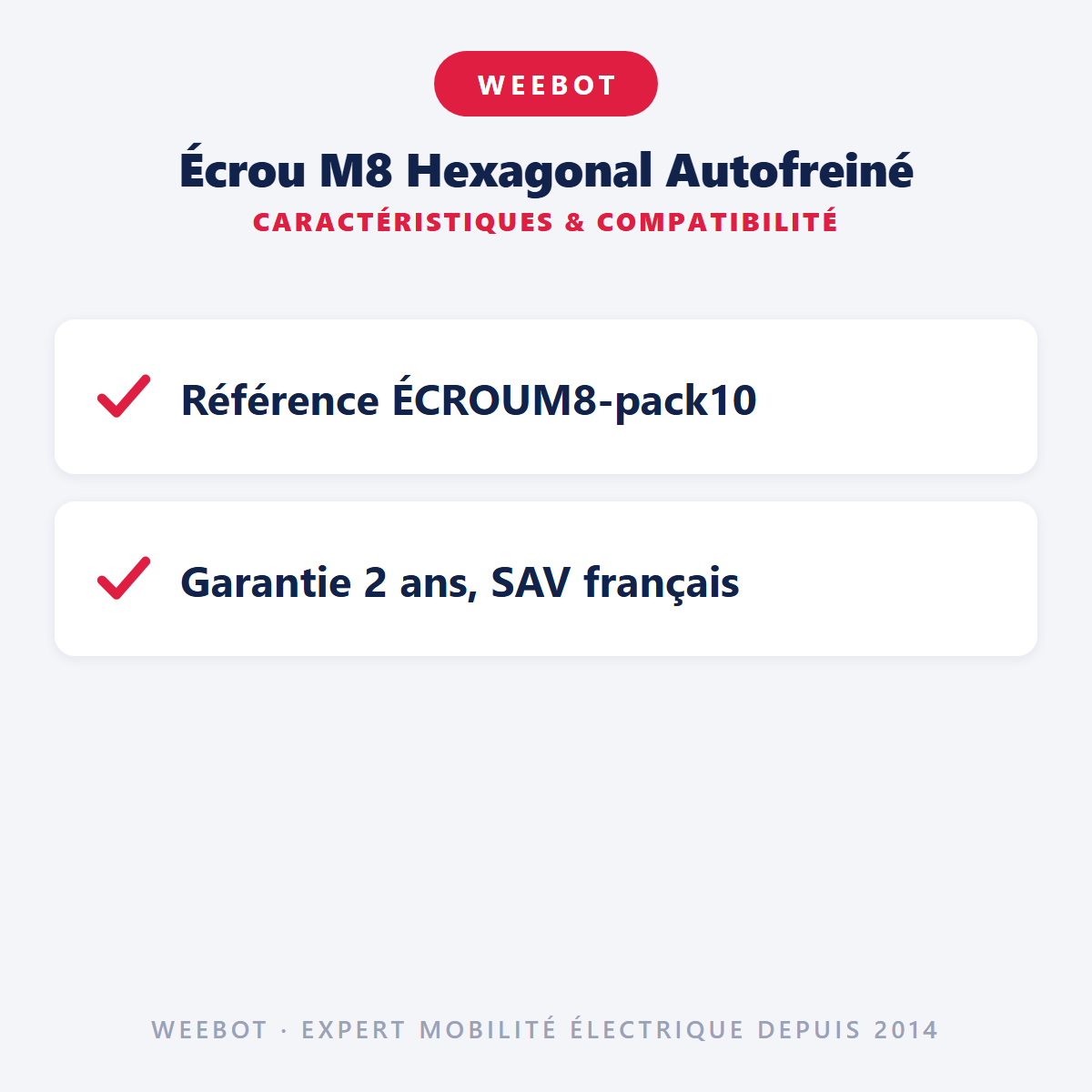 Écrou M8 Hexagonal Autofreiné : caractéristiques et compatibilité