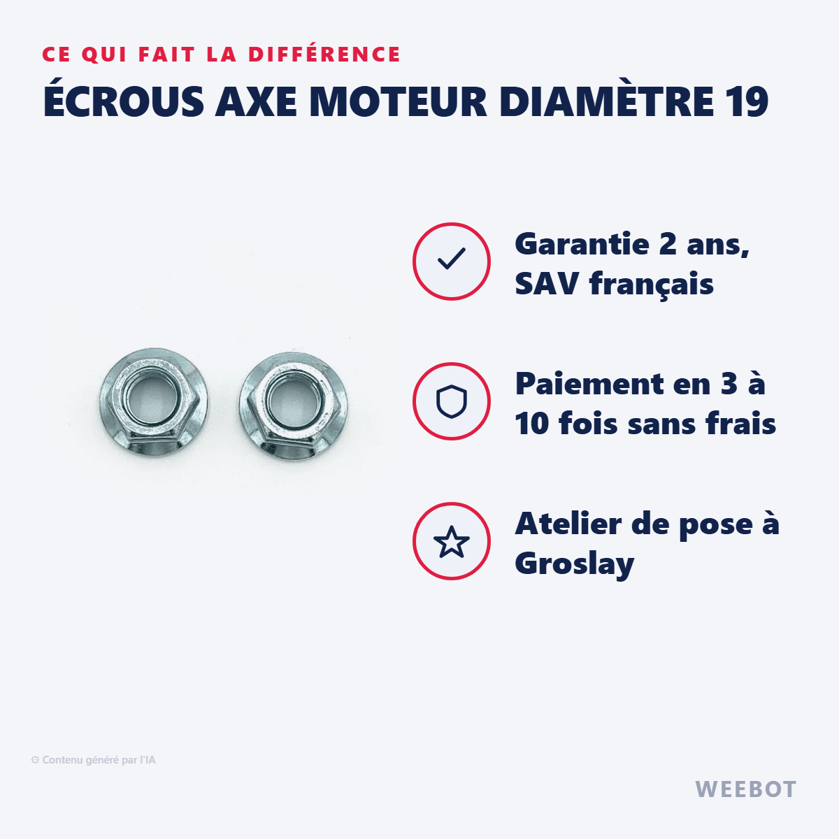 Écrous Axe Moteur Diamètre 19 pour Trottinette Électrique Dualtron Minimotors (x2) - Weebot