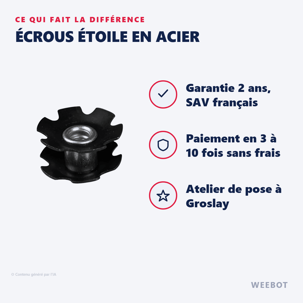 Écrous Étoile en Acier (x2) pour Trottinette Électrique - Weebot