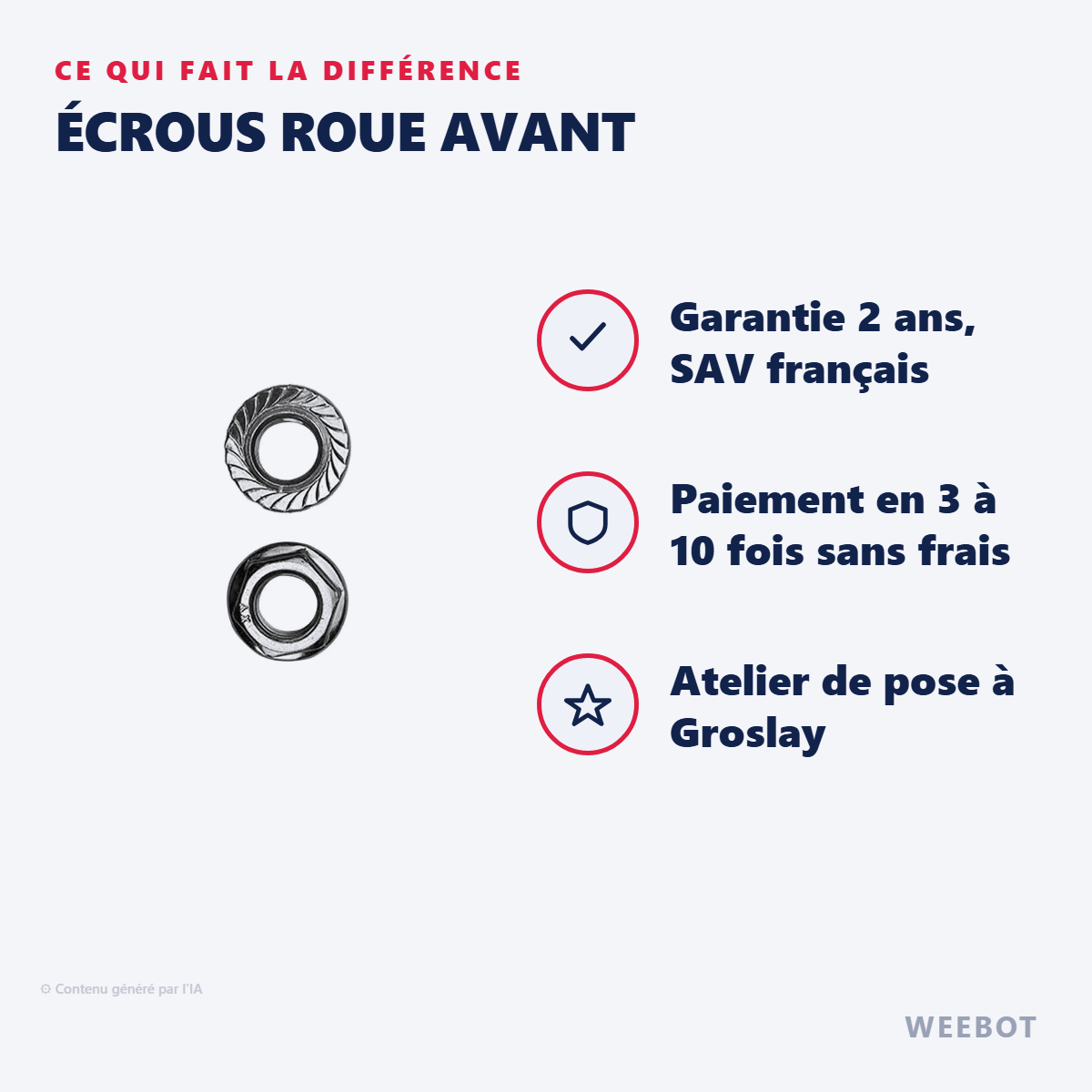Écrous Roue Avant pour Trottinette Électrique Xiaomi (x2) - Weebot
