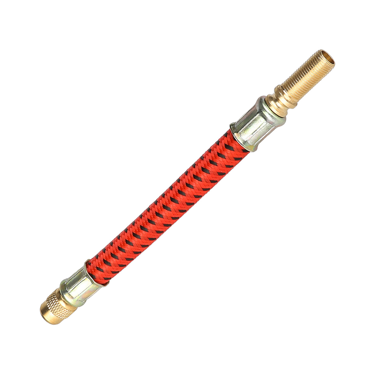 Rallonge de gonflage flexible rouge et noire avec embouts dorés en laiton