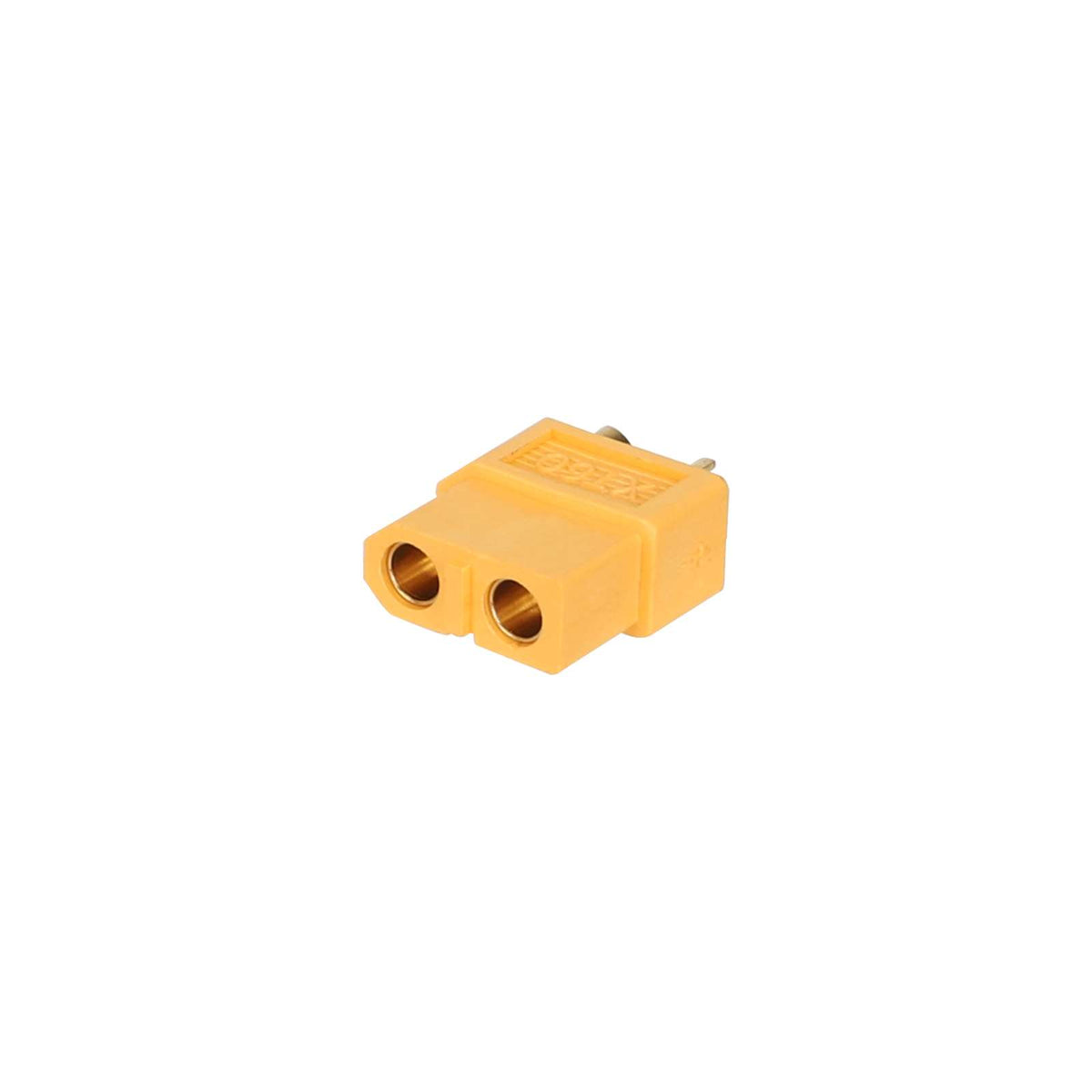 Connecteur XT60 femelle jaune sur fond blanc