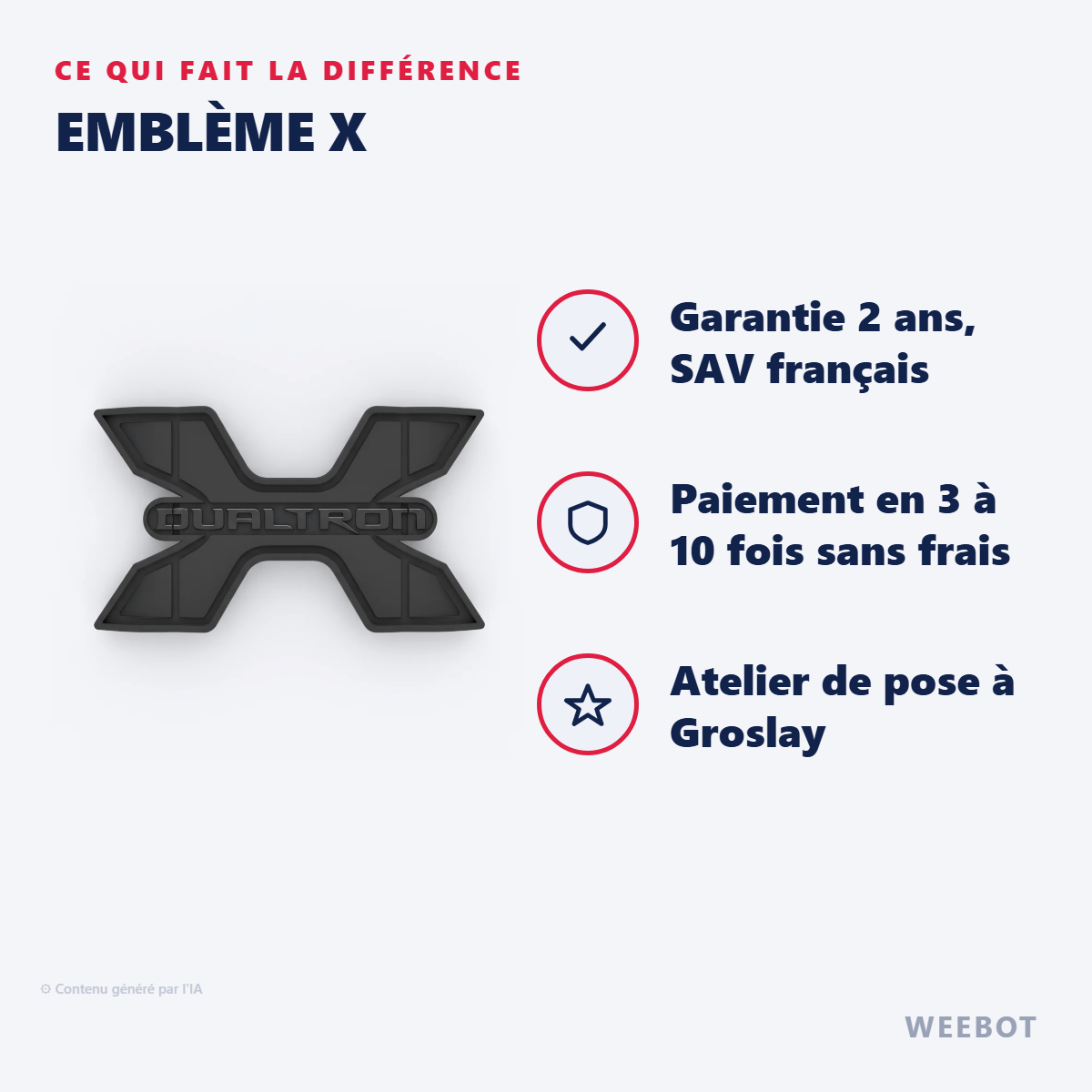 Emblème X : les points forts
