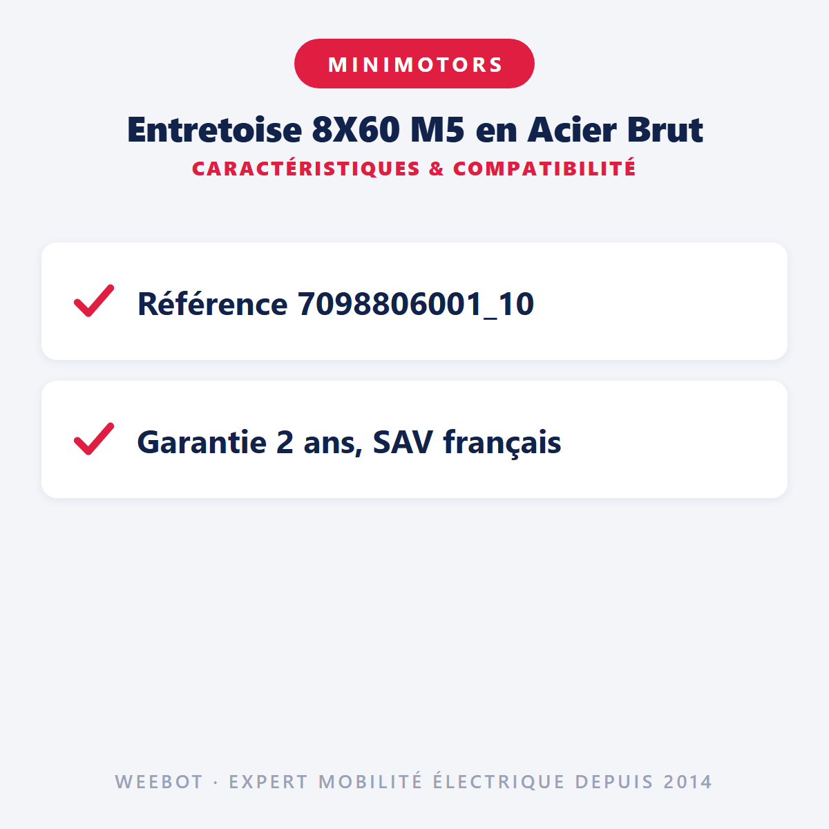 Entretoise 8X60 M5 en Acier Brut - Weebot