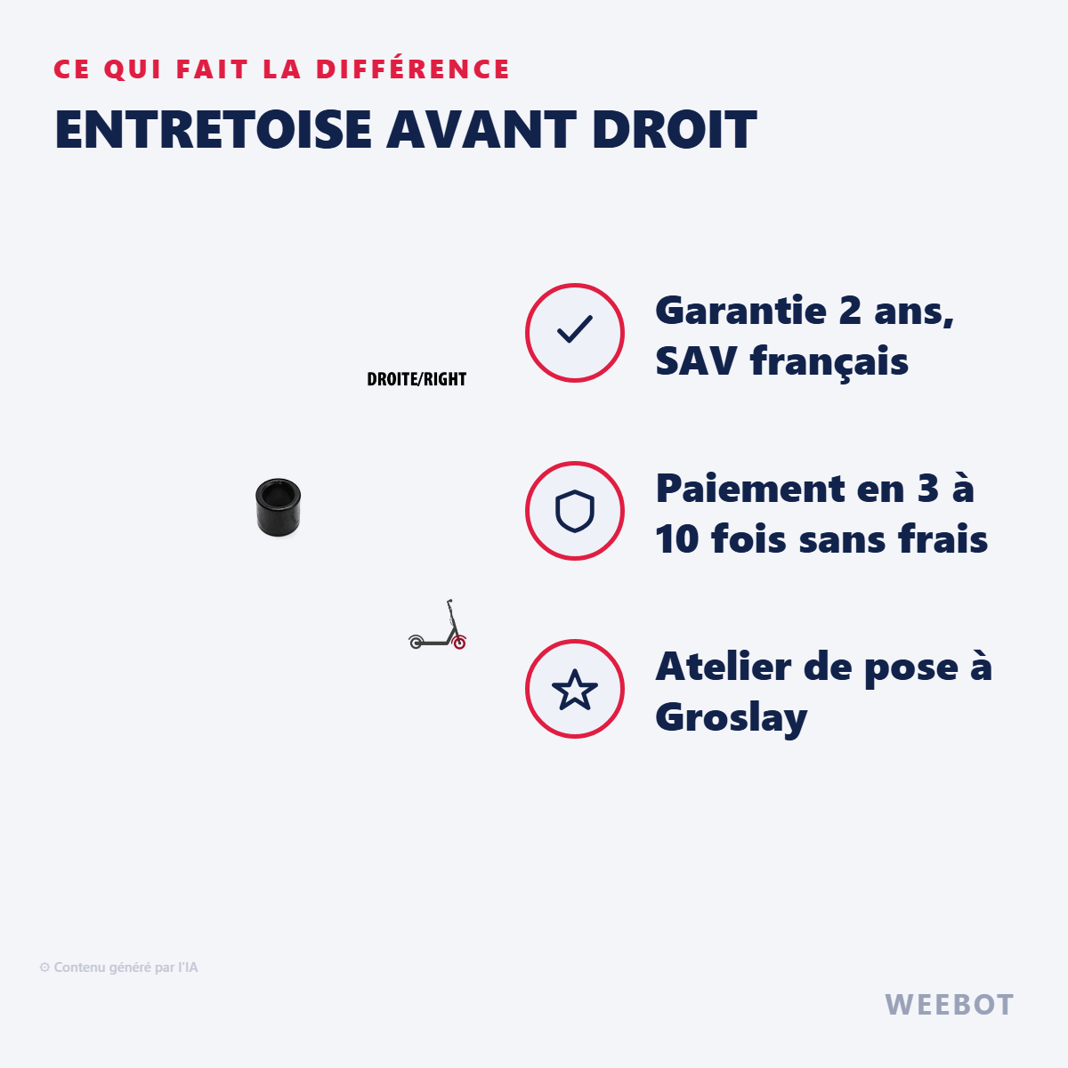 Entretoise Avant Droit : les points forts