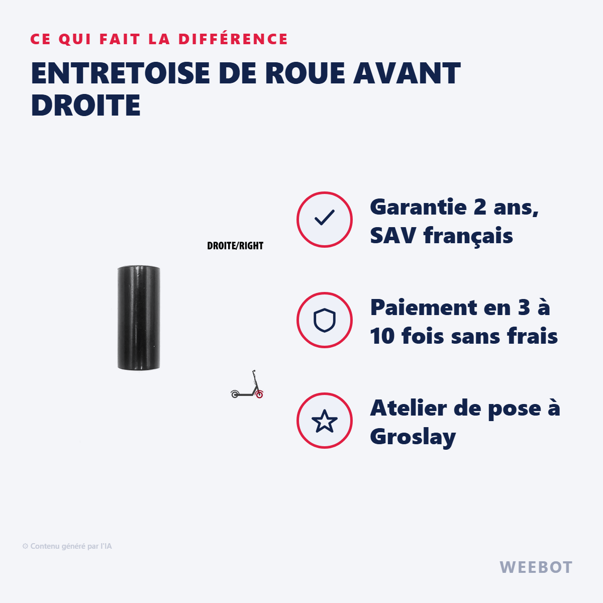 Entretoise de Roue Avant Droite : les points forts