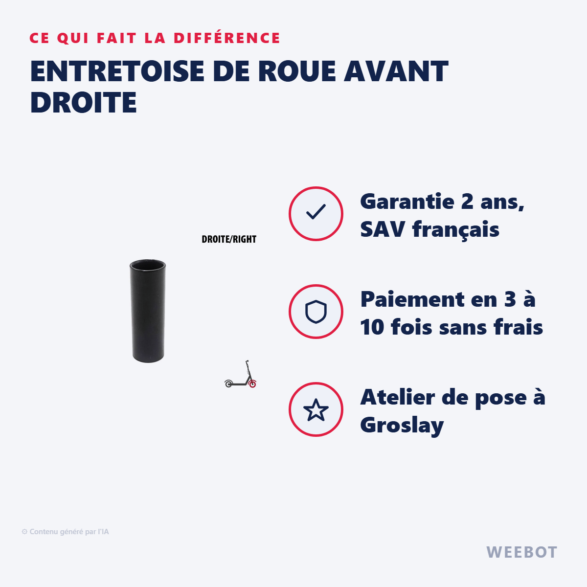 Entretoise de Roue Avant Droite : les points forts