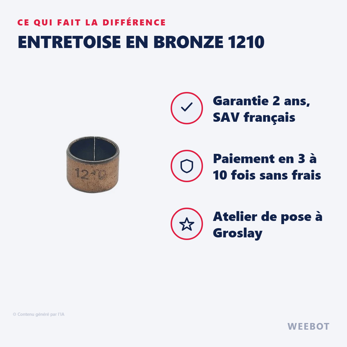 Entretoise en Bronze 1210 : les points forts