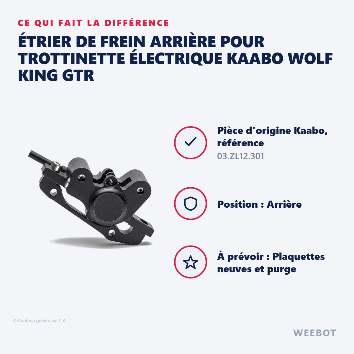 Étrier de Frein Arrière pour Trottinette Électrique Kaabo Wolf King GTR - Weebot