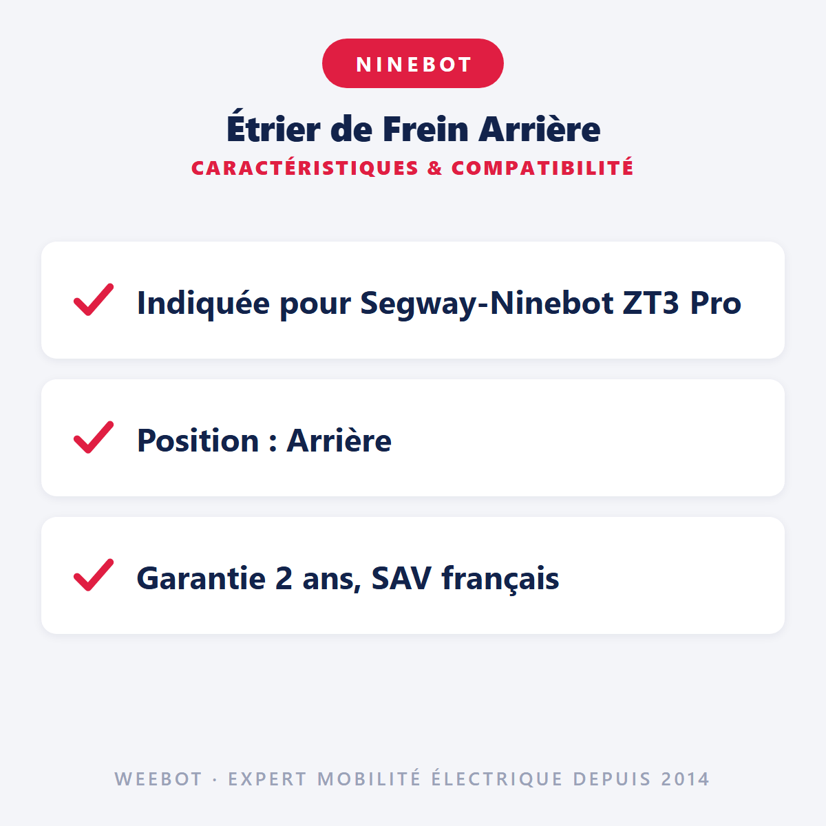 Étrier de Frein Arrière pour Trottinette Électrique Ninebot Segway ZT3 Pro / P100 - Weebot