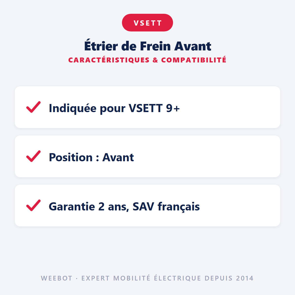 Étrier de Frein Avant pour Trottinette Électrique Vsett 9 / Vsett 9+ - Weebot
