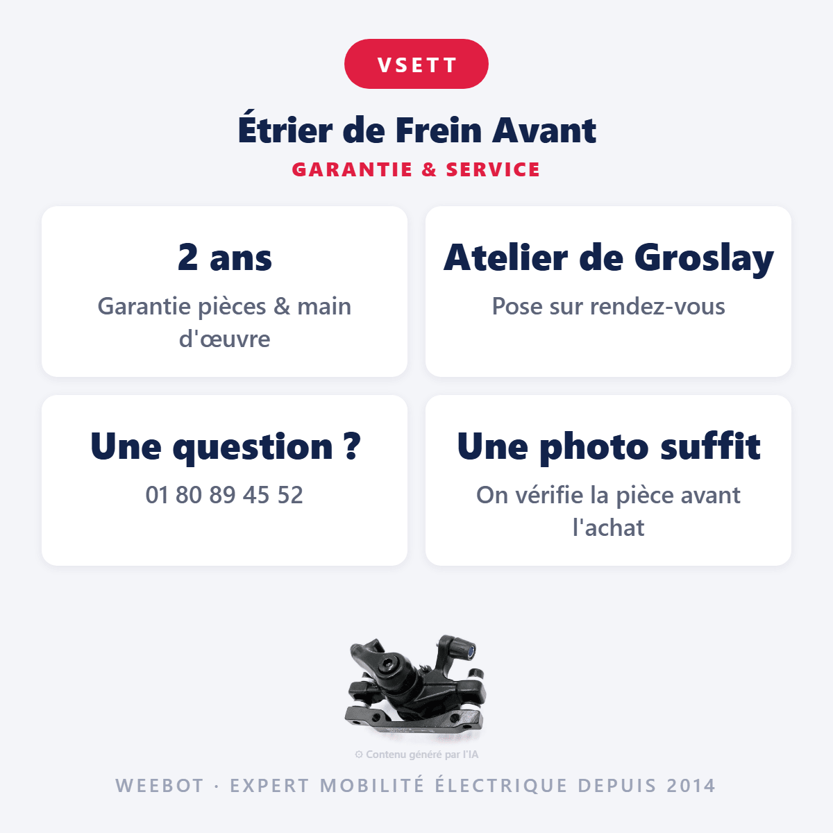 Étrier de Frein Avant pour Trottinette Électrique Vsett 9 / Vsett 9+ - Weebot