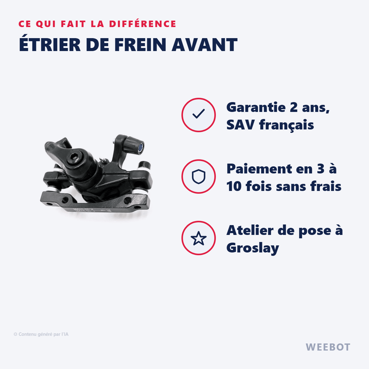 Étrier de Frein Avant pour Trottinette Électrique Vsett 9 / Vsett 9+ - Weebot
